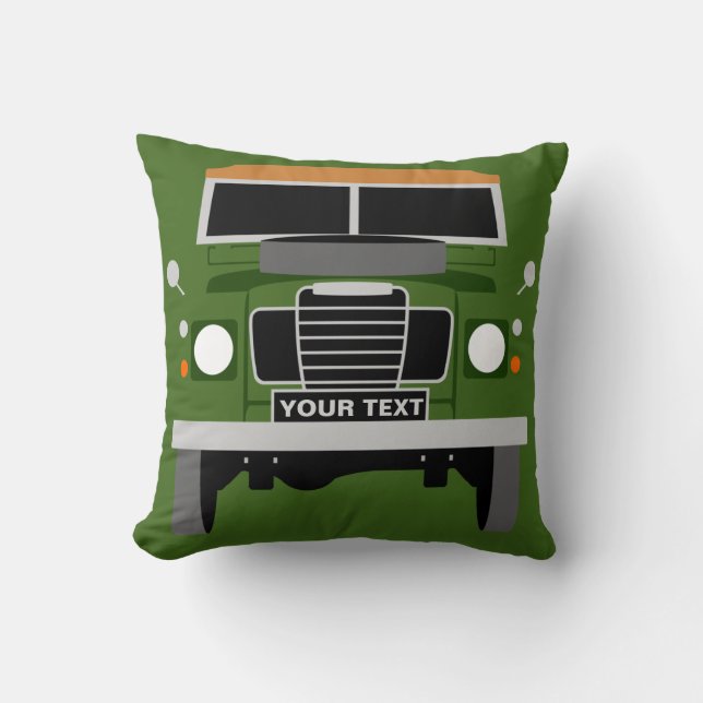Personalise custom olive green Land Rover Series 3 Cushion (Front)