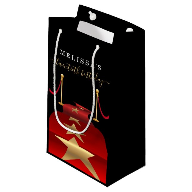 Personalise Custom Red Carpet Party Favour Gift Small Gift Bag (Front Angled)
