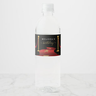 Personalise Custom Red Carpet Party Favour Water Bottle Label