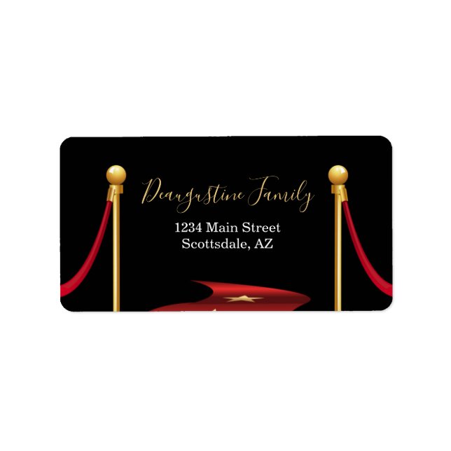 Personalise Custom Red Carpet Return Address Label (Front)