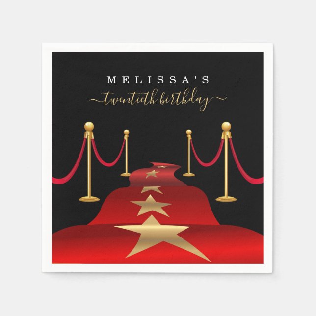 Personalise Custom Red Carpet Themed Party Napkins (Front)