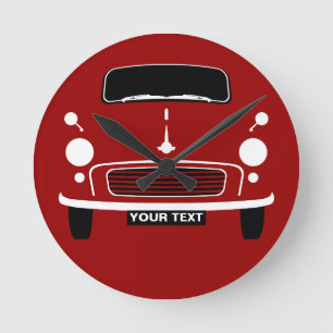 Personalise Custom Red Morris Minor Pop Art Round Clock