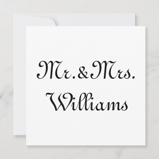 Personalise, Customise last Name Mr. & Mrs. card (Front)