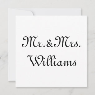 Personalise, Customise last Name Mr. & Mrs. card