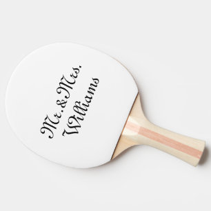 Personalise, Customise Name Mr. & Mrs. black white Ping Pong Paddle
