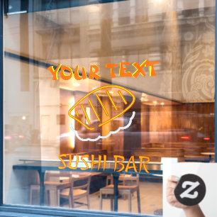 Personalise Customise Sushi Bar Faux Neon  Window Cling