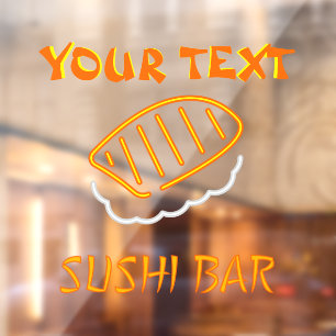 Personalise Customise Sushi Bar Faux Neon Window Cling