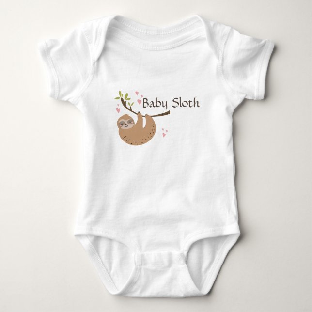 Personalise Cute Baby Sloth Bodysuit (Front)