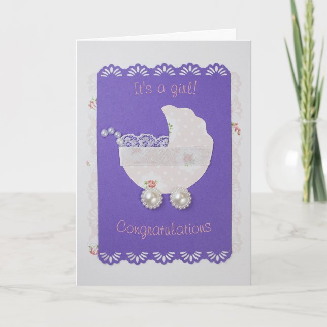 Personalise Cute Baby stroller Card (Front)