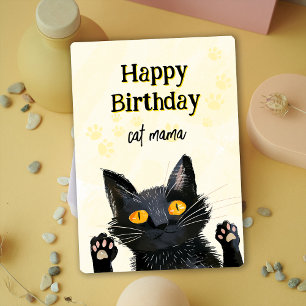 Personalise Cute Black Cat Happy Birthday Card