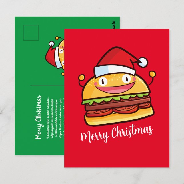Personalise Cute Christmas Hamburger Postcard (Front/Back)