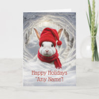 Personalise Cute Christmas White Bunny Rabbit