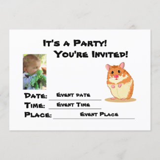 Personalise Cute Cuddly Hamster Party Invitation
