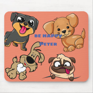 Personalise Cute Doggy Cartoon Style Mouse Mat
