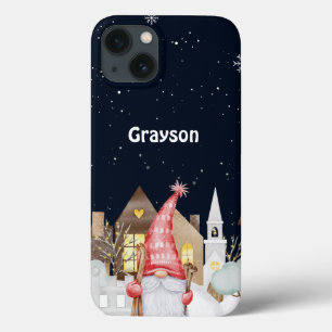 Personalise Cute Gnome Winter Snow Holiday iPhone 13 Case