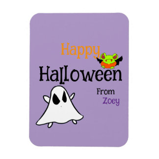 Personalise Cute Halloween with ghostie and frog  Magnet