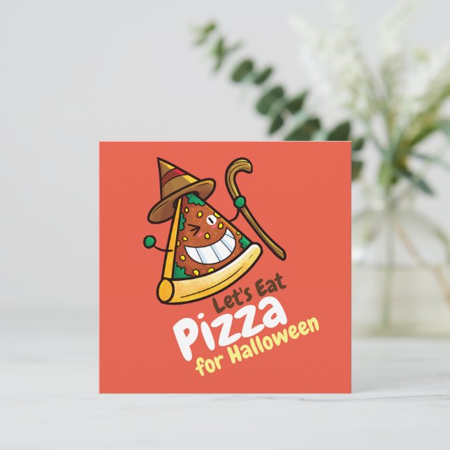 Personalise Cute Let's Eat Pizza Invitation (Standing Front)