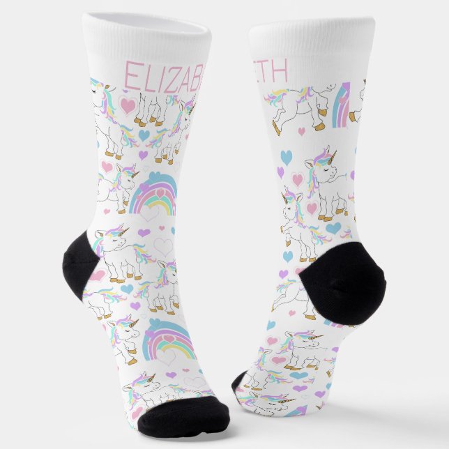 Personalise Cute Magical Unicorn Socks (Angled)