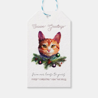 Personalise Cute Orange Cat Christmas Gift Tags