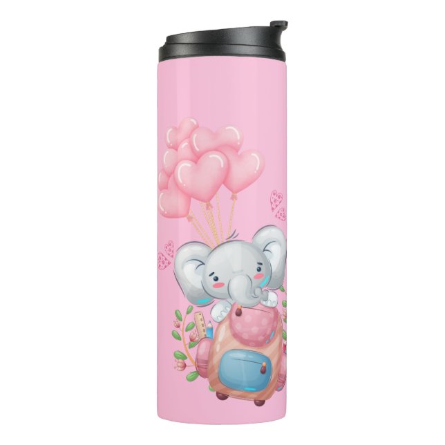 Personalise | Cute Pink Elephant Thermal Tumbler (Rotated Left)