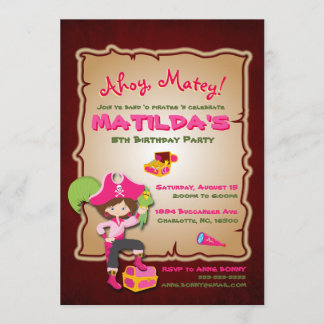 Personalise Cute Pirate Birthday Invitation