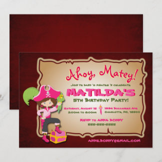 Personalise Cute Pirate Birthday Invitation