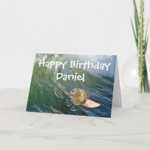 Personalise Cute Surfing Chipmunk Card