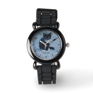 Personalise cute Tuxedo kitten  Watch