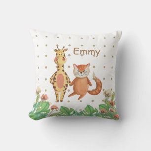 Personalise cute watercolor safari nursery cute cushion