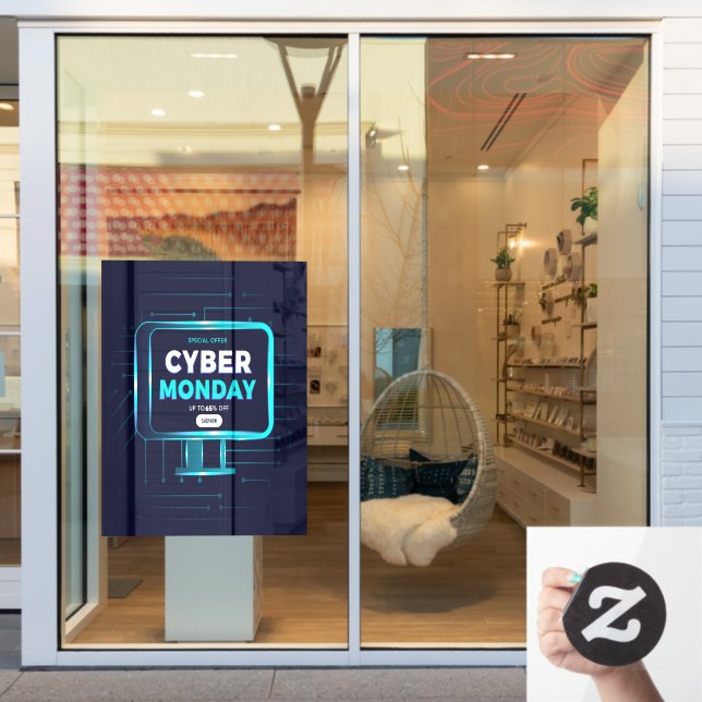 Personalise Cyber Monday Sale Banner Business Window Cling (Store Window)