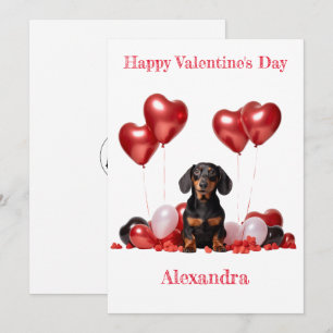 Personalise Dachshund Heart Balloon Valentine Card