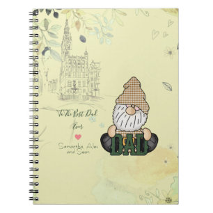 Personalise Dad Gnome Green Vintage Dad Gift Notebook