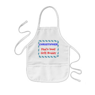 Personalise, Dad's Grill Buddy! Blue Stripes Kids Apron