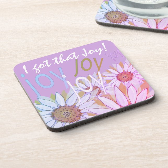 Personalise Daisy: Floral Joy, Joy, Joy!   Beverag Coaster (Left Side)