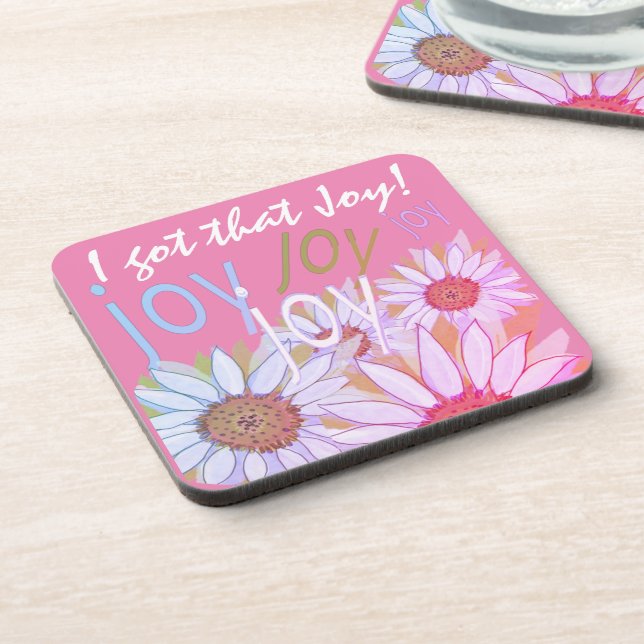 Personalise Daisy: Floral Joy, Joy, Joy!   Coaster (Left Side)