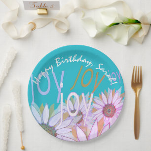 Personalise Daisy: Floral Joy, Joy, Joy!  Paper Plate