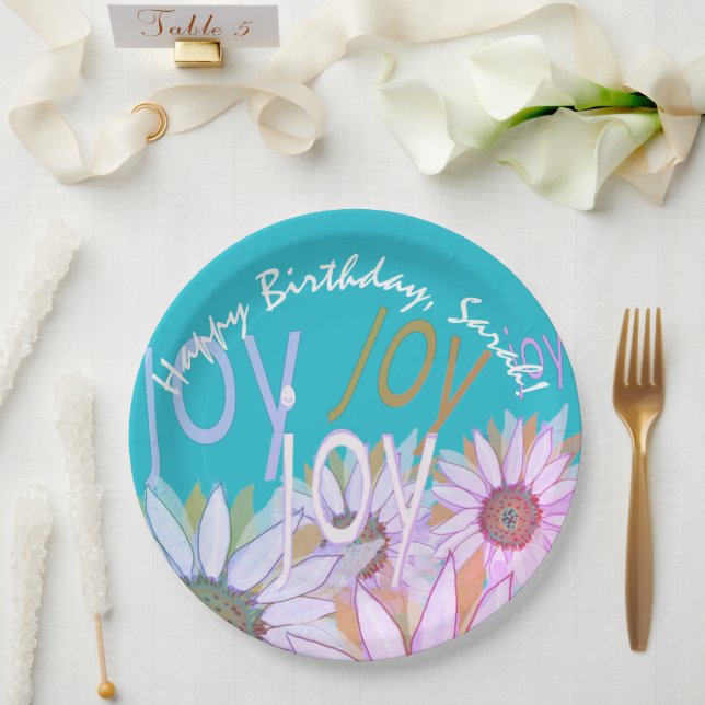 Personalise Daisy: Floral Joy, Joy, Joy!  Paper Plate (Wedding)