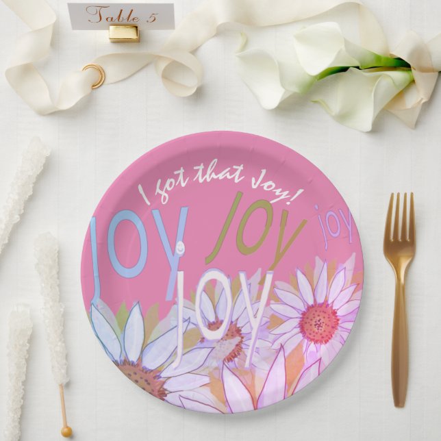 Personalise Daisy: Floral Joy, Joy, Joy!  Paper Plate (Wedding)