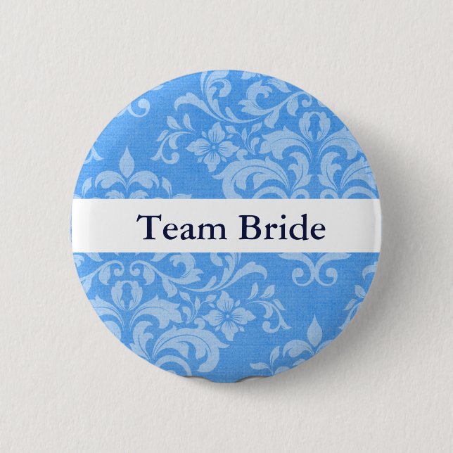 Personalise Damask Wedding Team Bride 6 Cm Round Badge (Front)