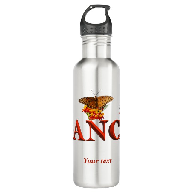 Personalise Dance sign with butterflies  710 Ml Water Bottle (Front)