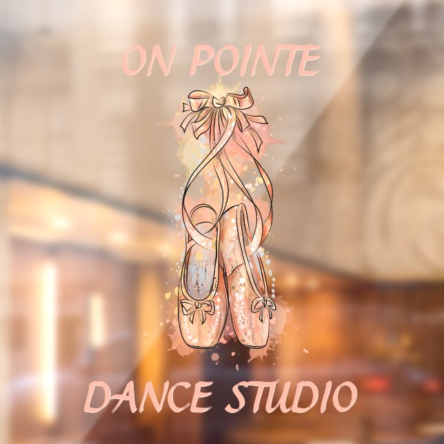 Personalise Dance Studio Watercolor Pink Ballet  Window Cling (Sheet 2)