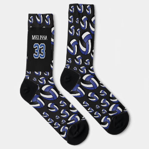 Personalise Dark Blue, Black and White Volleyball Socks