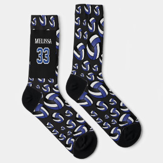 Personalise Dark Blue, Black and White Volleyball Socks