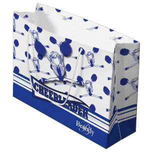 Personalise Dark Blue Cheerleader Large Gift Bag