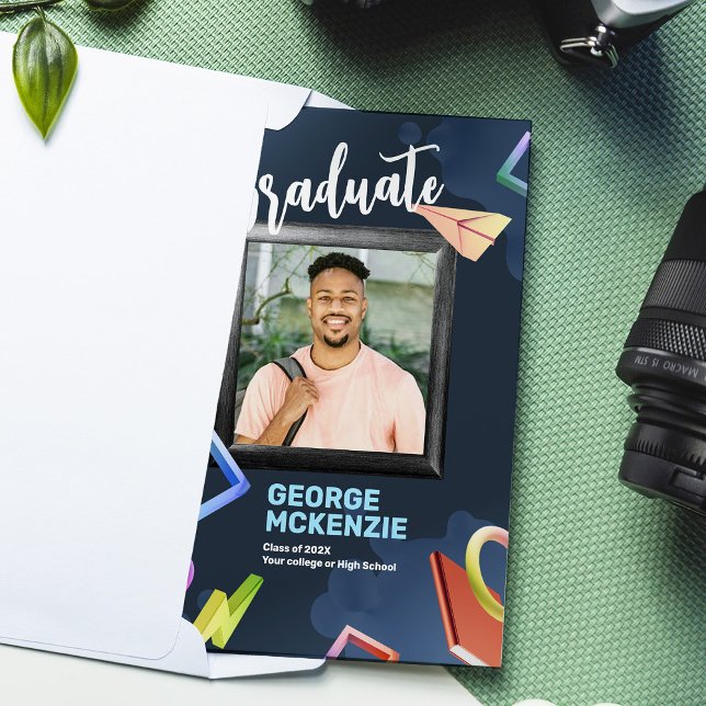 Personalise dark fancy graduation announcement (Creator Uploaded)