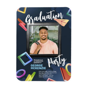 Personalise dark fancy graduation party magnet