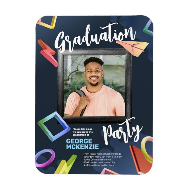 Personalise dark fancy graduation party magnet (Vertical)