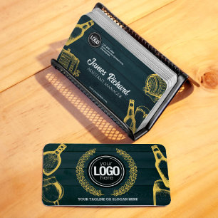 Personalise Dark Green Brewery Theme Business Card