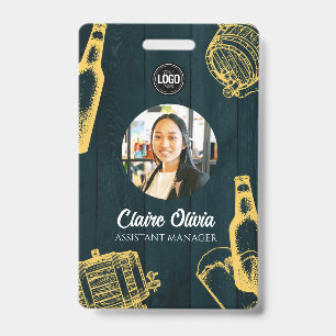 Personalise Dark Green Brewery Theme ID Badge