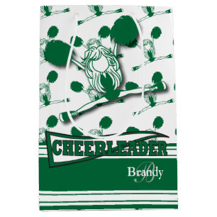Personalise Dark Green Cheerleader Medium Gift Bag